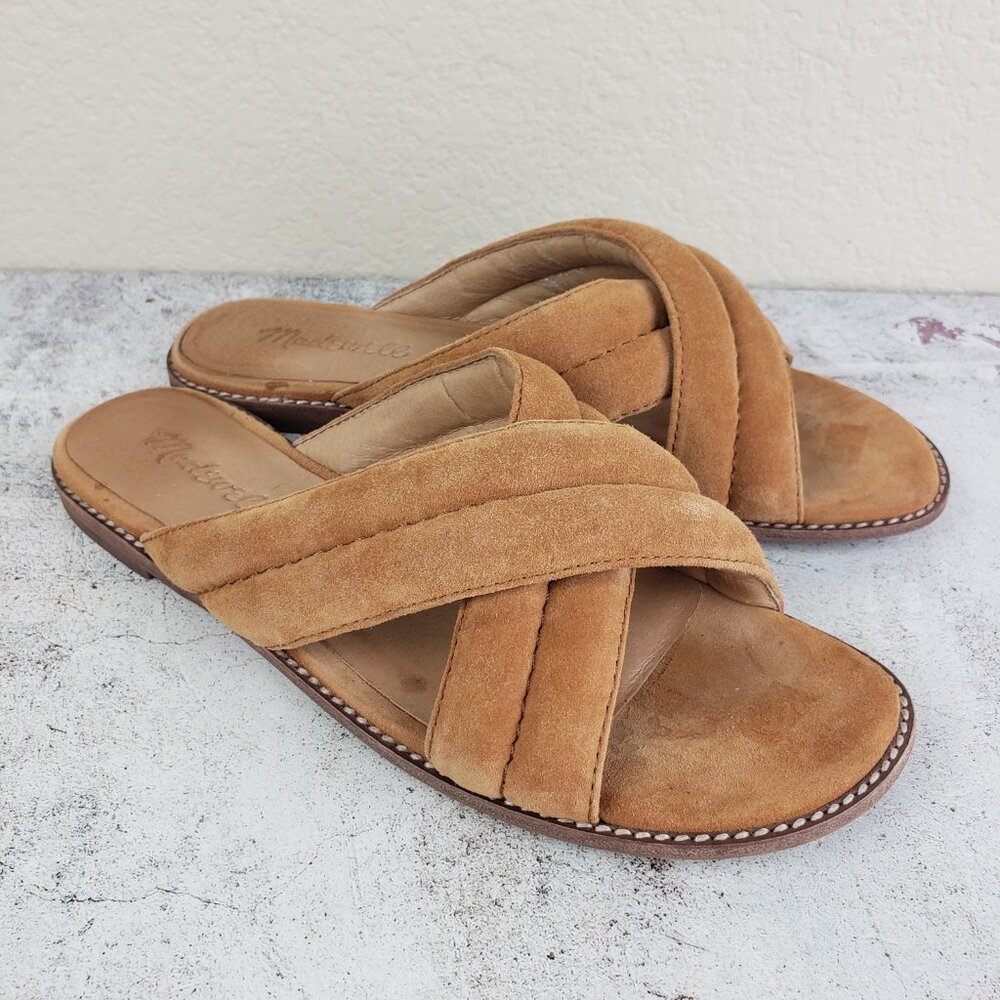Madewell The Skyler Slide Sandal in Suede Cognac Brown size 7.5 Leather Casual - Picture 13 of 15